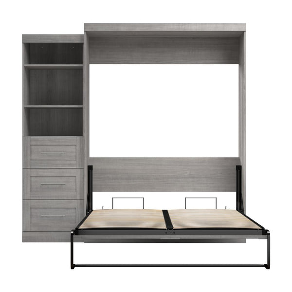 Grand lit escamotable et étagère avec tiroirs (90L)