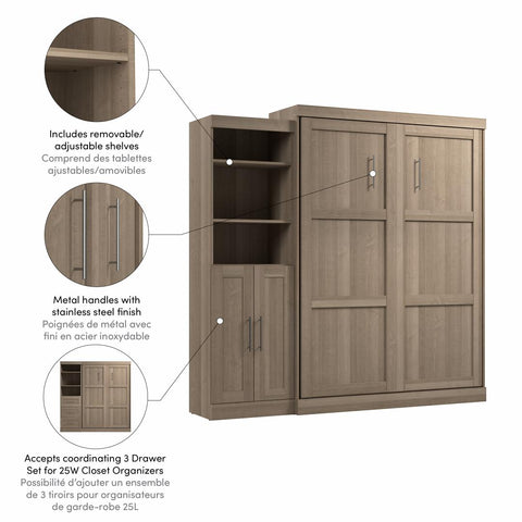 Queen Murphy Bed and Closet Organizer with Doors (90W)