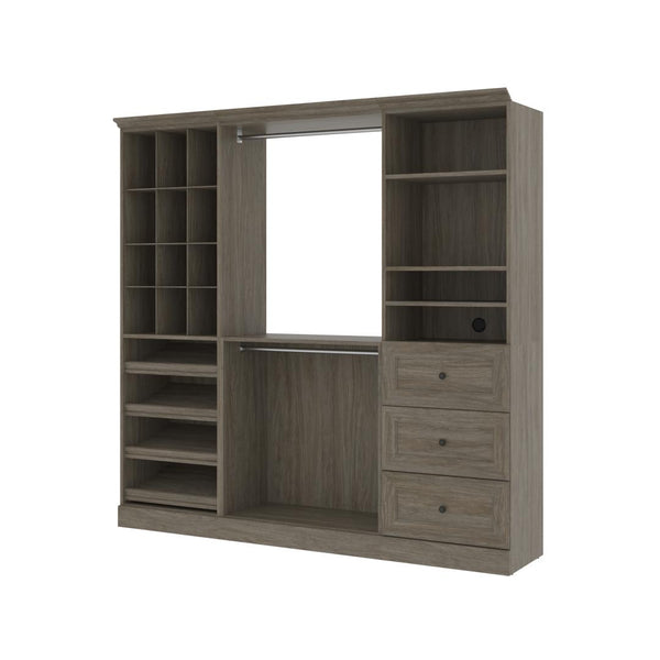 Traditional Closet System with Shelves, Drawers, Shoe Racks, Clothing Rods & Cubies, 86W x 20D
