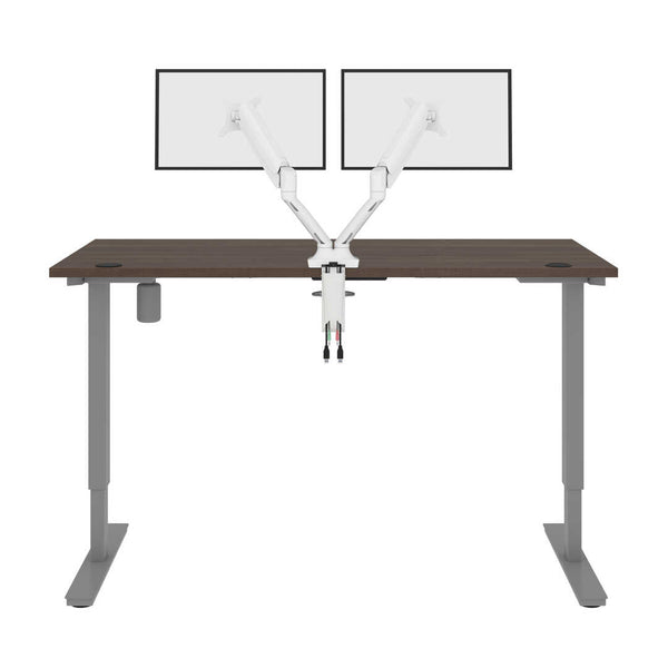 Bureau assis-debout 60L x 30P avec support double pour moniteurs