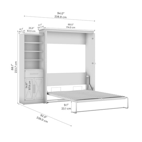 Queen Murphy Bed and Closet Organizer with Drawer and Doors (94W)
