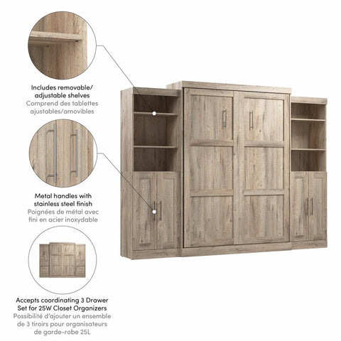 Grand lit escamotable avec organisateurs de garde-robe (115L)