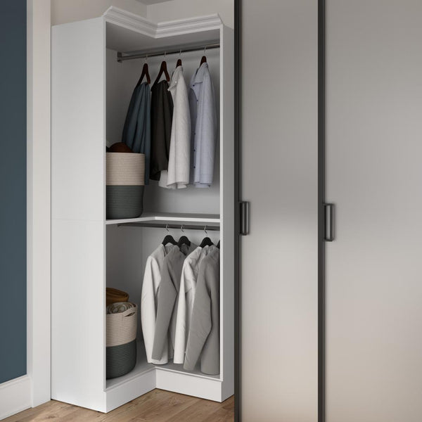 Traditional Corner Closet System with Clothing Rods, 36W x 36D