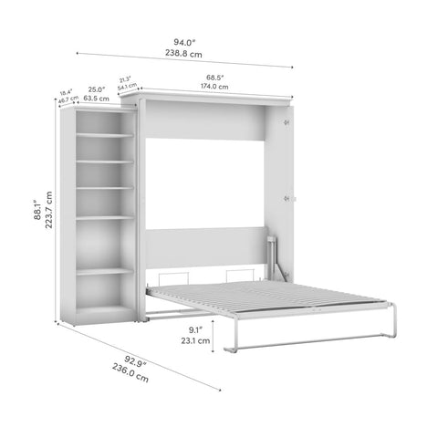 Grand lit escamotable avec organisateur de garde-robe (94L)