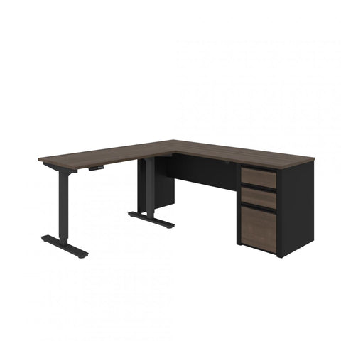 Bureau assis-debout en L 72L avec caisson