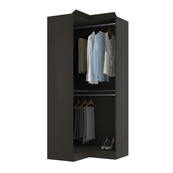 Traditional Corner Closet System with Clothing Rods, 36W x 36D