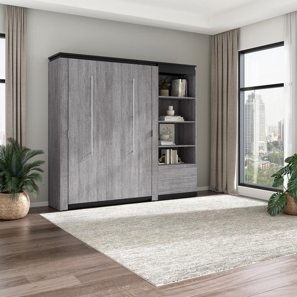 Full Murphy Bed with Shelves and Drawers (91W)