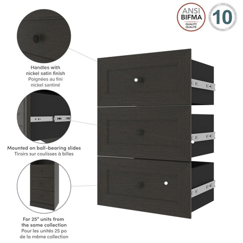 Traditional Drawers (3) Set, 25W x 15D