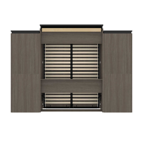 Queen Murphy Bed and 2 Shelving Units with Drawers (125W)