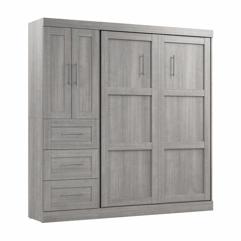 Lit escamotable double avec organisateur de garde-robe avec tiroirs (84L)