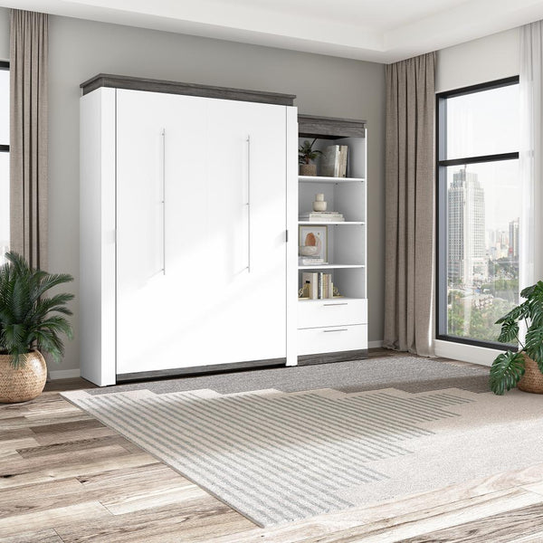 Queen Murphy Bed with Shelves and Drawers (97W)