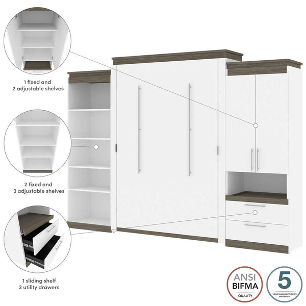 Grand lit escamotable (queen) avec rangement multifonctionnel (125L)