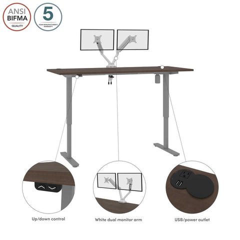 72W x 30D Standing Desk with Dual Monitor Arm