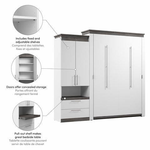Queen Murphy Bed with Storage Cabinet and Pull-Out Shelf (97W)