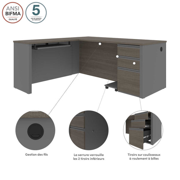 L-Shaped Desk with Pedestal