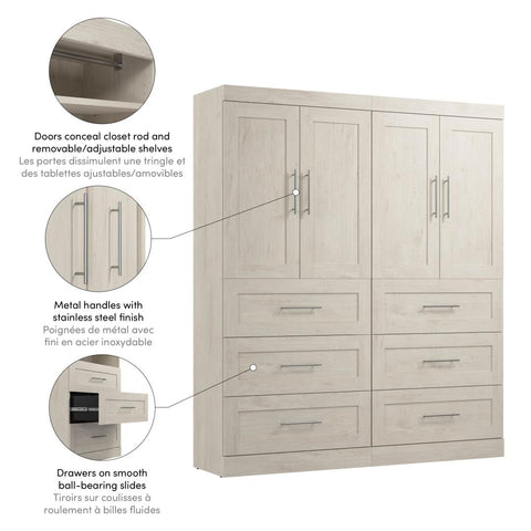 Contemporary Closet System with Drawers, 72W x 19D
