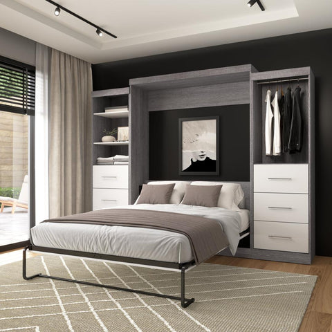 Queen Murphy Bed and 2 Closet Organizers with Drawers (115W)