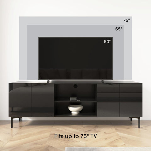 118W Modular Entertainment Center with TV Stand and Media Storage Towers