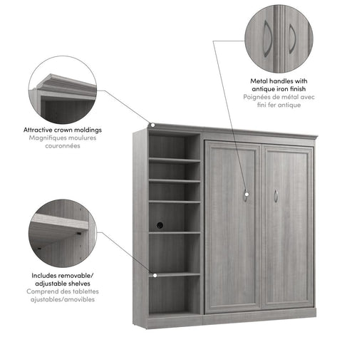 Lit escamotable double et organisateur de garde-robe (84L)