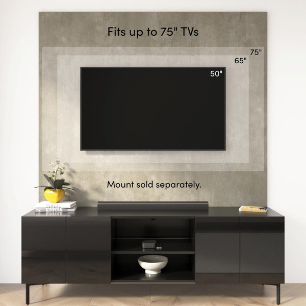 118W Modular Entertainment Center with TV Stand, Storage Cabinets with Hutches, and Small Wall Panel