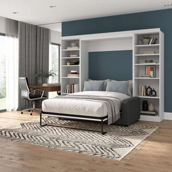 Lit escamotable double avec canapé et organisateurs de garde-robe (109L)