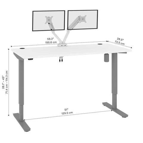 60W x 30D Standing Desk with Dual Monitor Arm