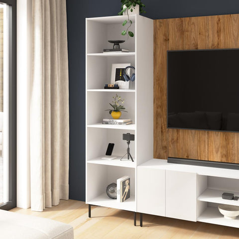 24W Modular Media Storage Tower with Shelves