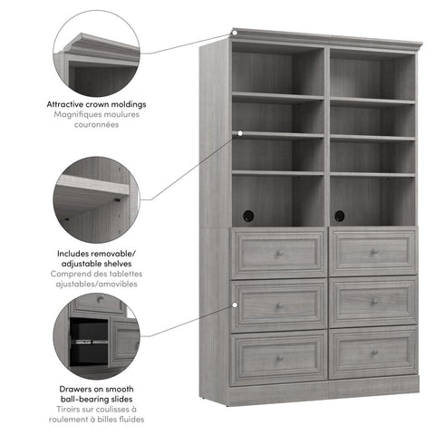 Système de rangement de garde-robe avec tiroirs 50L