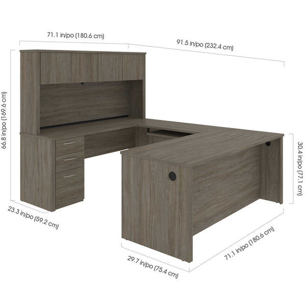 Bureau de direction en U 72L avec caisson et huche