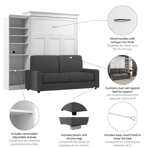 Queen Murphy Bed with Sofa and Closet Organizer (97W)