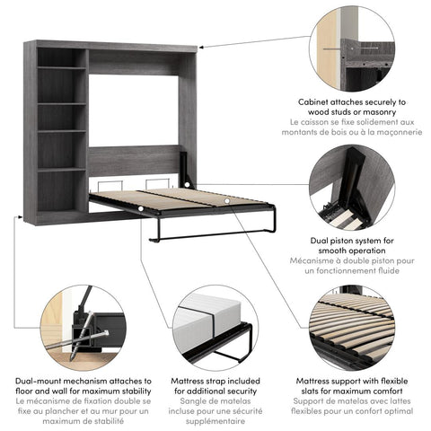 Full Murphy Bed with Shelving Unit (84W)