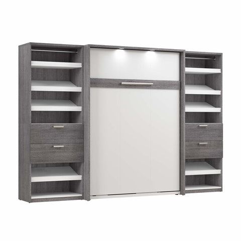 Lit escamotable double avec 2 organisateurs de garde-robe avec tiroirs (119L)