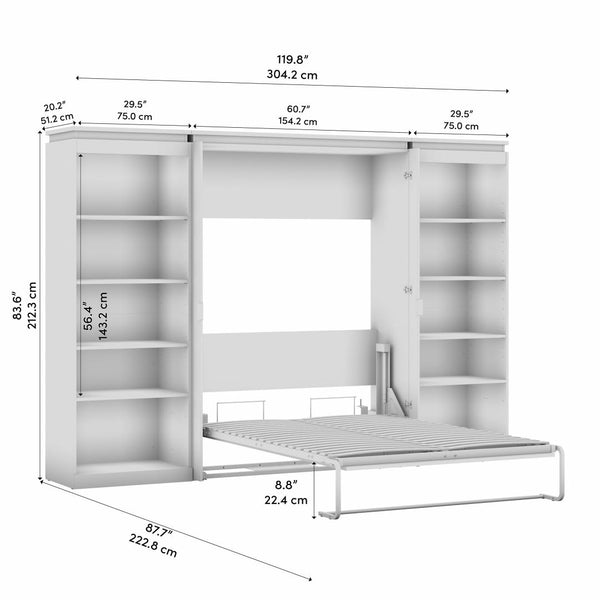 Lit escamotable double avec étagères (120L)