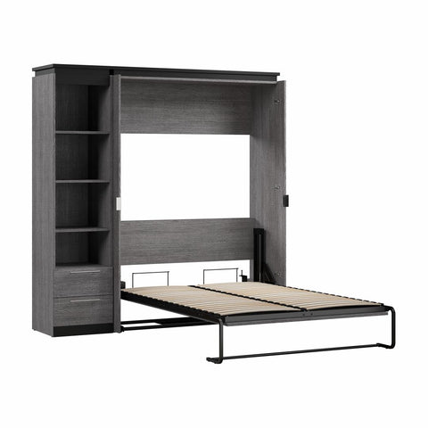 Lit escamotable double avec tablettes et tiroirs (81L)