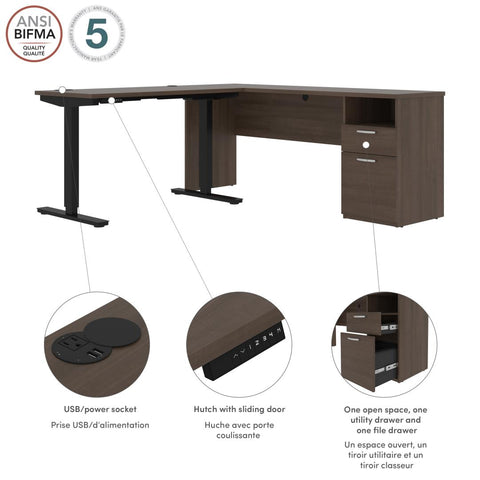 72W L-Shaped Electric Standing Desk