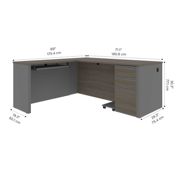L-Shaped Desk with Pedestal
