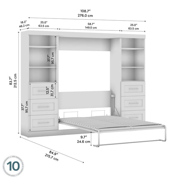 Full Murphy Bed and 2 Shelving Units with Drawers (109W)