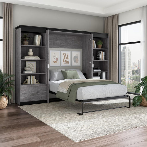 Full Murphy Bed with Shelves and Drawers (120W)