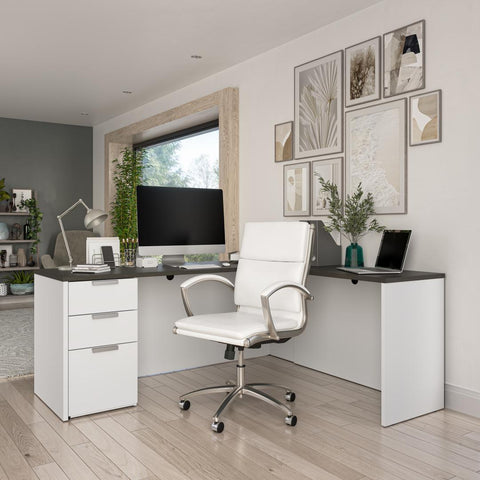 72W L-Shaped Desk with Pedestal