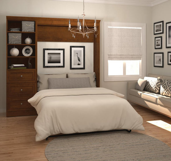 Lit escamotable double et organisateur de garde-robe avec tiroirs (84L)