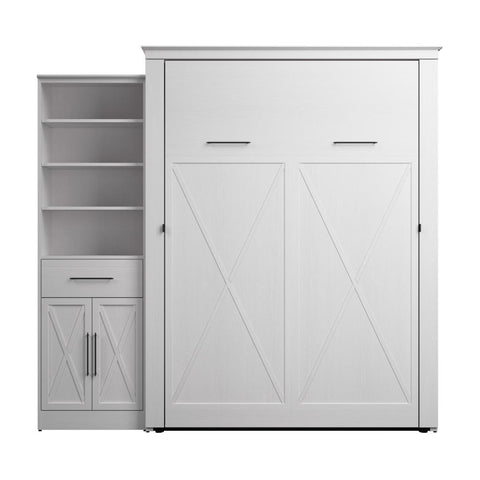 Queen Murphy Bed and Closet Organizer with Drawer and Doors (94W)