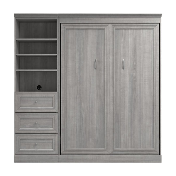 Lit escamotable double et organisateur de garde-robe avec tiroirs (84L)