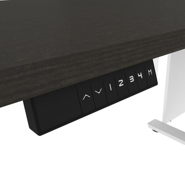 Bureau assis-debout en L 72L avec bibliothèque et classeur