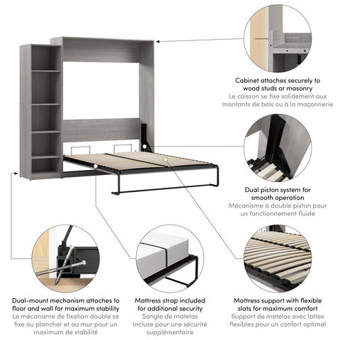 Queen Murphy Bed with Closet Organizer (85W)