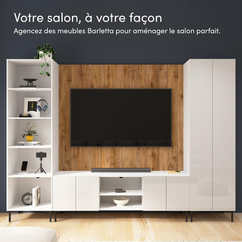 24W Modular Media Storage Tower with Shelves