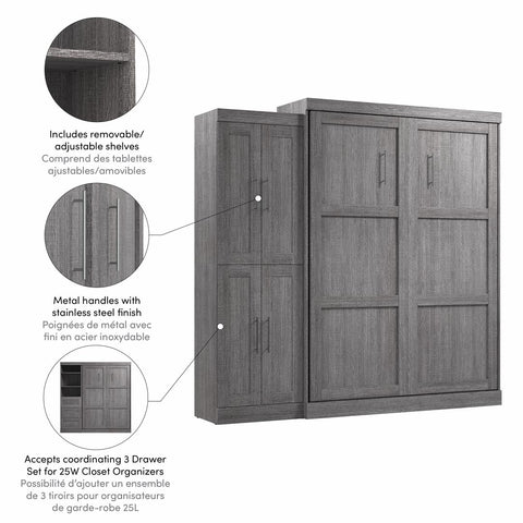 Grand lit escamotable avec organisateur de garde-robe (90L)