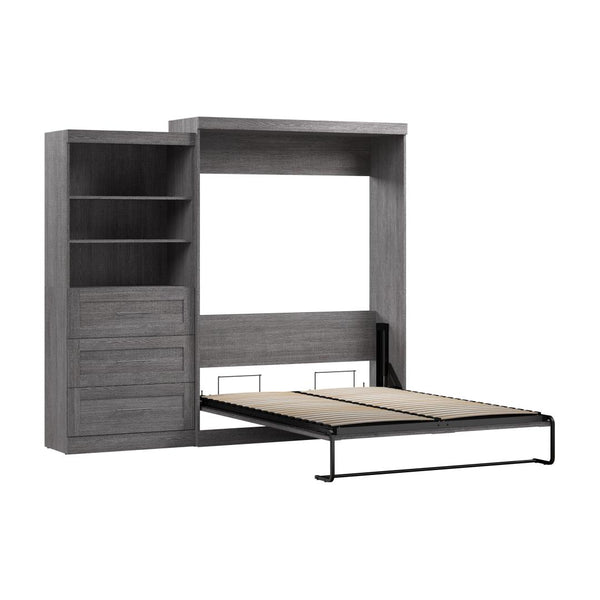 Queen Murphy Bed and Shelving Unit with Drawers (101W)
