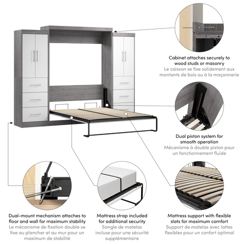 Queen Murphy Bed with 2 Wardrobes (115W)