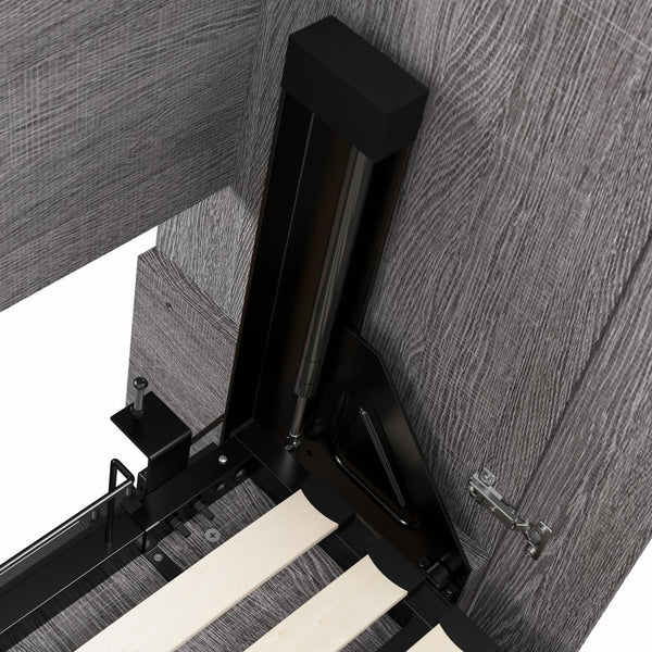 Grand lit escamotable avec armoire et grande étagère avec tiroirs (106L)