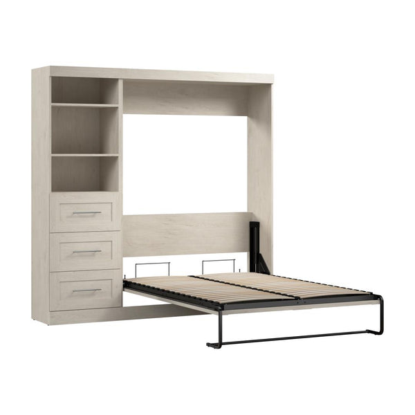 Lit escamotable double et étagère avec tiroirs (84L)